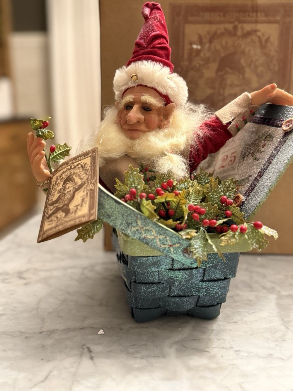DEMDACO Drolleries Christmas Day Surprise Figure by Deborah Henderson With Box